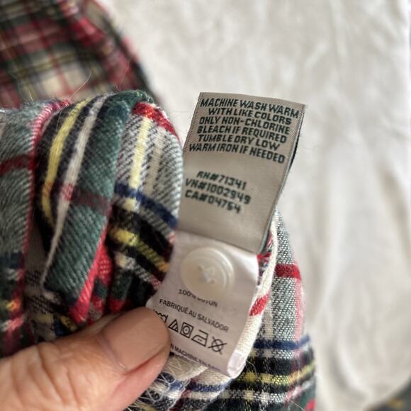 Vtg L.L. Bean Nightgown Medium Petite Plaid Pintuck Flannel Long Sleeve - Picture 9 of 9
